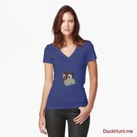 Ghost Duck (fogless) Blue Fitted V-Neck T-Shirt (Front printed)
