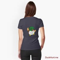Super duck Navy Fitted V-Neck T-Shirt (Back printed)
