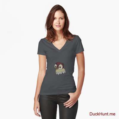 Ghost Duck (fogless) Dark Grey Fitted V-Neck T-Shirt (Front printed) image