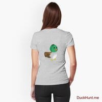 Normal Duck Heather Grey Fitted V-Neck T-Shirt (Back printed)