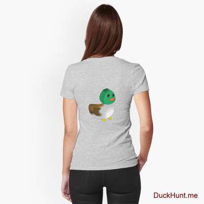 Normal Duck Heather Grey Fitted V-Neck T-Shirt (Back printed) image