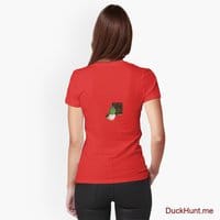 Prof Duck Red Fitted V-Neck T-Shirt (Back printed)