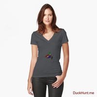 Dead DuckHunt Boss (smokeless) Dark Grey Fitted V-Neck T-Shirt (Front printed)