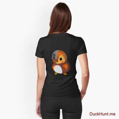 Mechanical Duck Black Fitted V-Neck T-Shirt (Back printed) image