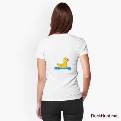 Plastic Duck White Fitted V-Neck T-Shirt (Back printed) image