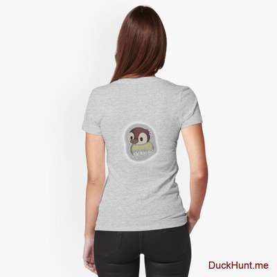 Ghost Duck (foggy) Heather Grey Fitted V-Neck T-Shirt (Back printed) image