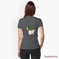 Super duck Dark Grey Fitted V-Neck T-Shirt (Back printed)