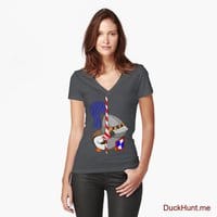 Armored Duck Dark Grey Fitted V-Neck T-Shirt (Front printed)