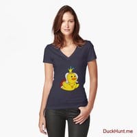 Royal Duck Navy Fitted V-Neck T-Shirt (Front printed)