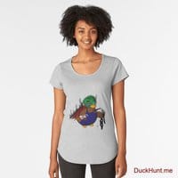 Dead Boss Duck (smoky) Heather Grey Premium Scoop T-Shirt (Front printed)