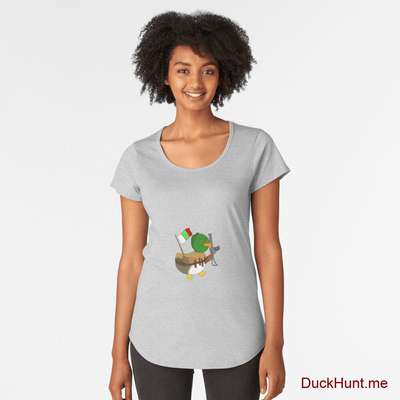 Kamikaze Duck Heather Grey Premium Scoop T-Shirt (Front printed) image