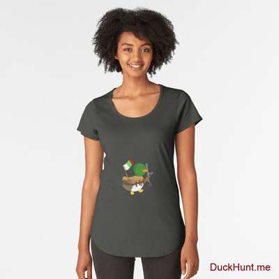 Kamikaze Duck Coal Premium Scoop T-Shirt (Front printed) image