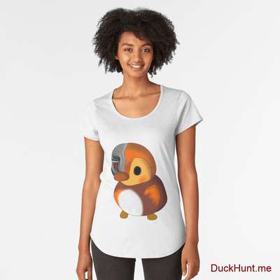 Mechanical Duck White Premium Scoop T-Shirt (Back printed) image
