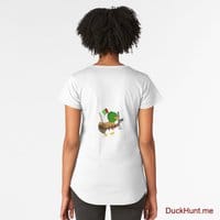 Kamikaze Duck White Premium Scoop T-Shirt (Back printed)