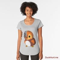 Mechanical Duck Heather Grey Premium Scoop T-Shirt (Back printed)