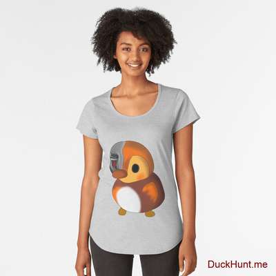 Mechanical Duck Heather Grey Premium Scoop T-Shirt (Back printed) image