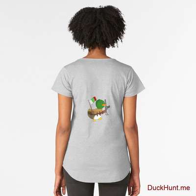 Kamikaze Duck Heather Grey Premium Scoop T-Shirt (Back printed) image