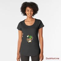 Kamikaze Duck Black Premium Scoop T-Shirt (Front printed)