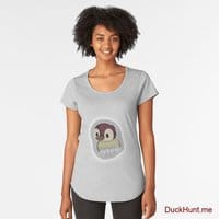 Ghost Duck (foggy) Heather Grey Premium Scoop T-Shirt (Front printed)