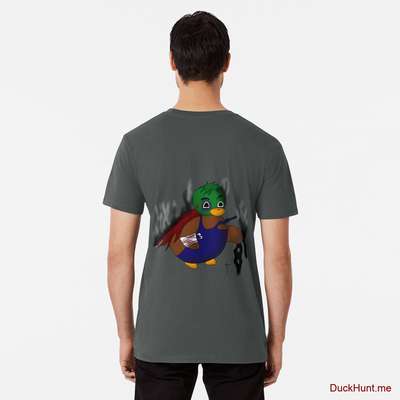 Dead Boss Duck (smoky) Dark Grey Premium T-Shirt (Back printed) image