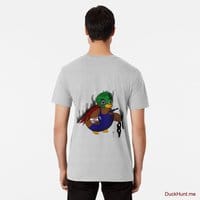 Dead Boss Duck (smoky) Heather Grey Premium T-Shirt (Back printed)