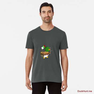 Kamikaze Duck Dark Grey Premium T-Shirt (Front printed) image