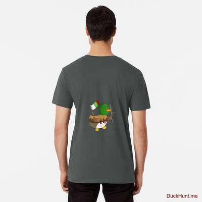 Kamikaze Duck Dark Grey Premium T-Shirt (Back printed) image