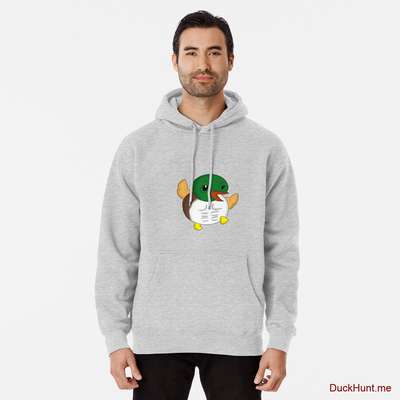 Super duck Heather Grey Pullover Hoodie (Front printed) image