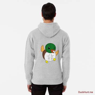 Super duck Heather Grey Pullover Hoodie (Back printed) image
