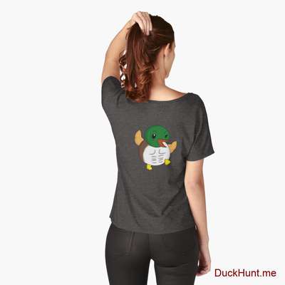 Super duck Charcoal Heather Relaxed Fit T-Shirt (Back printed) image