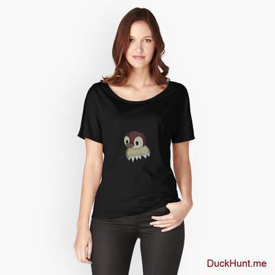 Ghost Duck (fogless) Black Relaxed Fit T-Shirt (Front printed) image