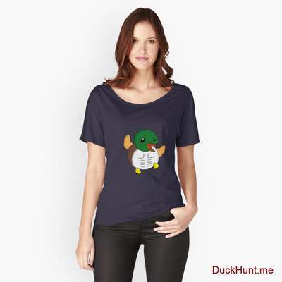Super duck Navy Relaxed Fit T-Shirt (Front printed) image
