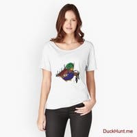 Dead Boss Duck (smoky) White Relaxed Fit T-Shirt (Front printed)