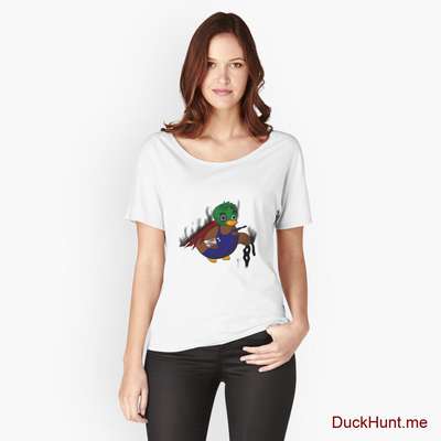 Dead Boss Duck (smoky) White Relaxed Fit T-Shirt (Front printed) image