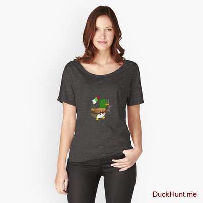 Kamikaze Duck Charcoal Heather Relaxed Fit T-Shirt (Front printed) image