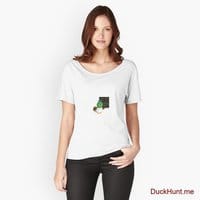 Prof Duck White Relaxed Fit T-Shirt (Front printed)