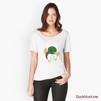 Super duck White Relaxed Fit T-Shirt (Front printed)