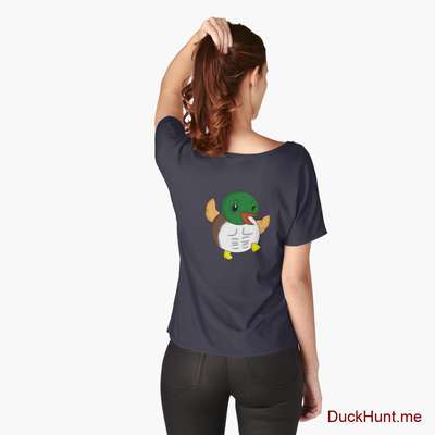 Super duck Navy Relaxed Fit T-Shirt (Back printed) image