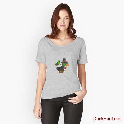 Golden Duck Heather Grey Relaxed Fit T-Shirt (Front printed) image