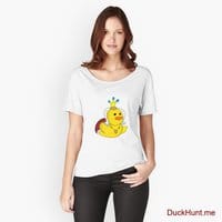 Royal Duck White Relaxed Fit T-Shirt (Front printed)