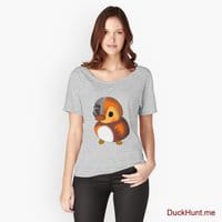 Mechanical Duck Heather Grey Relaxed Fit T-Shirt (Front printed)
