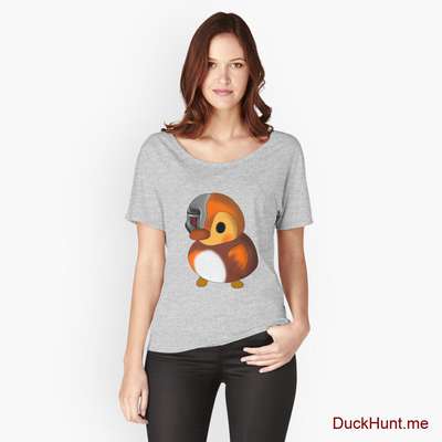 Mechanical Duck Heather Grey Relaxed Fit T-Shirt (Front printed) image