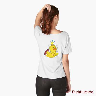 Royal Duck White Relaxed Fit T-Shirt (Back printed) image