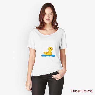 Plastic Duck White Relaxed Fit T-Shirt (Front printed) image