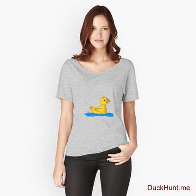 Plastic Duck Heather Grey Relaxed Fit T-Shirt (Front printed) image