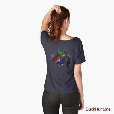 Dead Boss Duck (smoky) Navy Relaxed Fit T-Shirt (Back printed) image