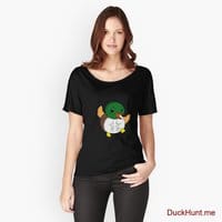 Super duck Black Relaxed Fit T-Shirt (Front printed)