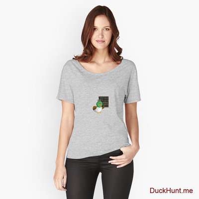 Prof Duck Heather Grey Relaxed Fit T-Shirt (Front printed) image