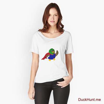 Alive Boss Duck White Relaxed Fit T-Shirt (Front printed) image