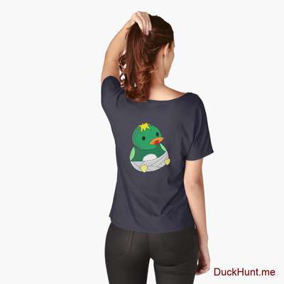 Baby duck Navy Relaxed Fit T-Shirt (Back printed) image